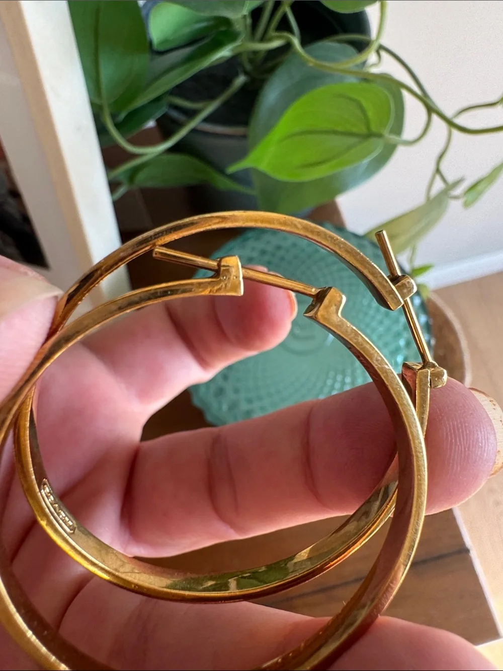 Coach Gold-Tone Set of 2 Signature Bangle Bracelets and earrings
